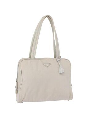 PRADA Tote Bag Nylon White Silver